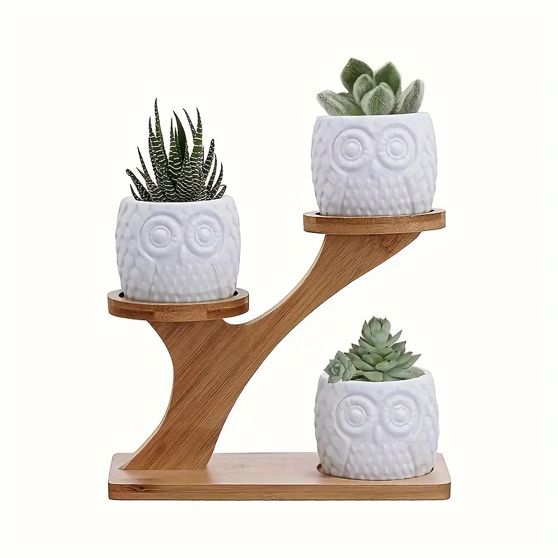 

Multifunctional bamboo flower stand-multi-layer space saving design, suitable for succulent plant and potted plants