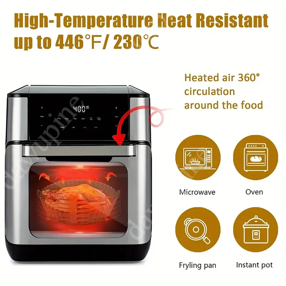 Reusable Air Fryer Silicone Baking Pad Basket Liner BPA Free Double Ear Baking Tray Mold Air Fryer Special Bowl Silicone Mat