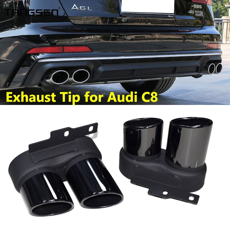 For Audi A6 Avant Sedan C8 2018 UP S6 Car Accessories Exhaust Tip Mufflers Tip Stainless Steel Car Exhaust Pipe Tailpipe