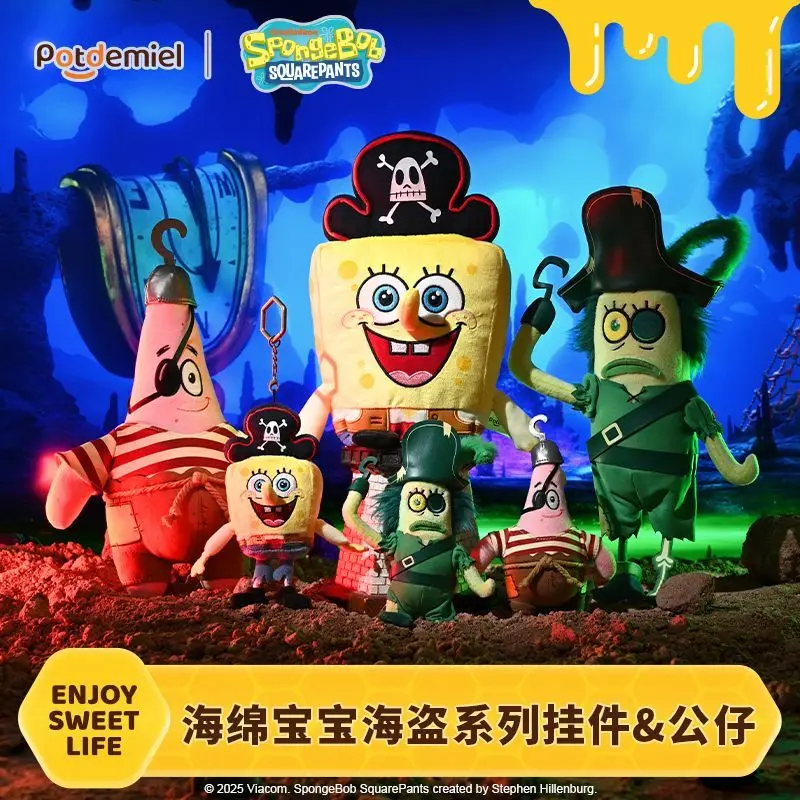 

Anime Official Potdemiel Honey Pot SpongeBo Pirate Series Plush Doll Keychain Patrick Star Random Fish Figure Pendant 2026 New