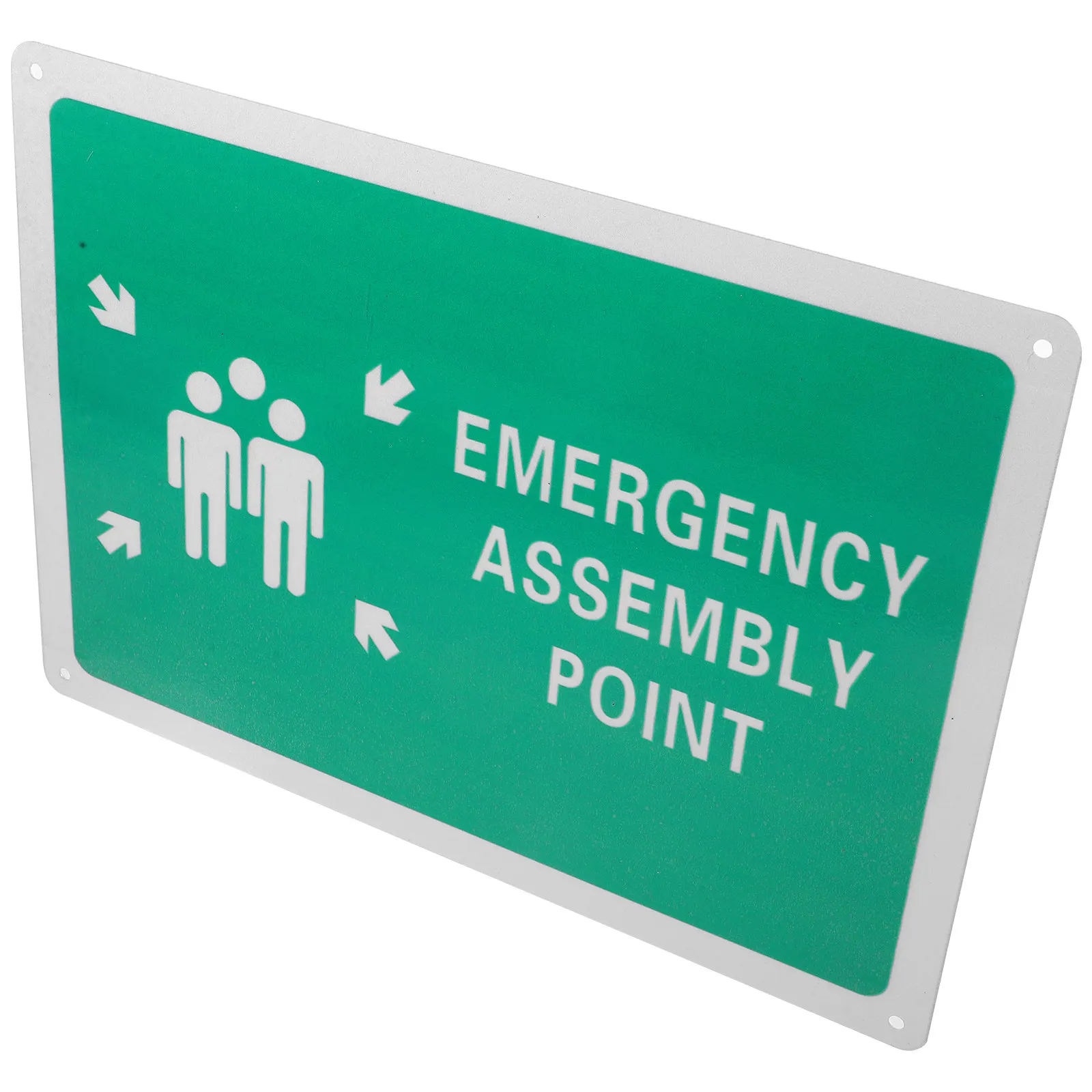 Emergency Assembly Point Sign High-Visibility Yellow Black Aluminum Safety Sign for Schools Factories Malls Emergency Response
