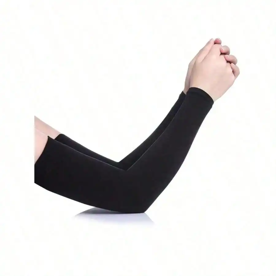 

2pairs Black & White Women's Sun Protection UV Blocking Arm Sleeves, Lightweight Breathable Elastic Sunscreen Sleeves For Outdoor Sports, Travel, Driving