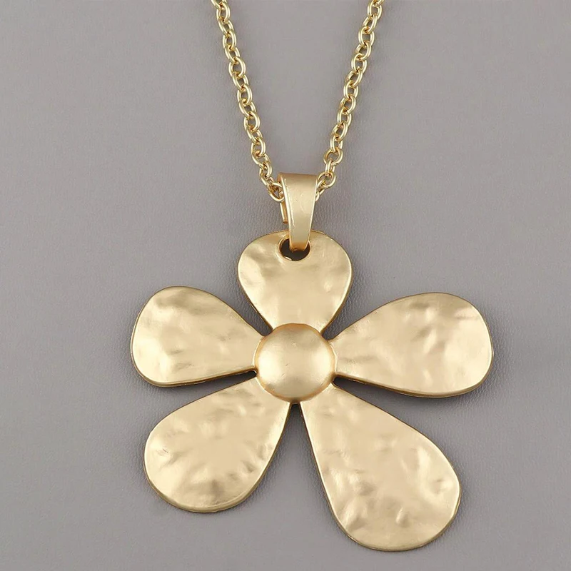 Fashion Long Chain with A Large Irregular Tribal Matte Gold/Antque Silver Pendant Necklace Chic Jewelry For Women Men Daily Wear