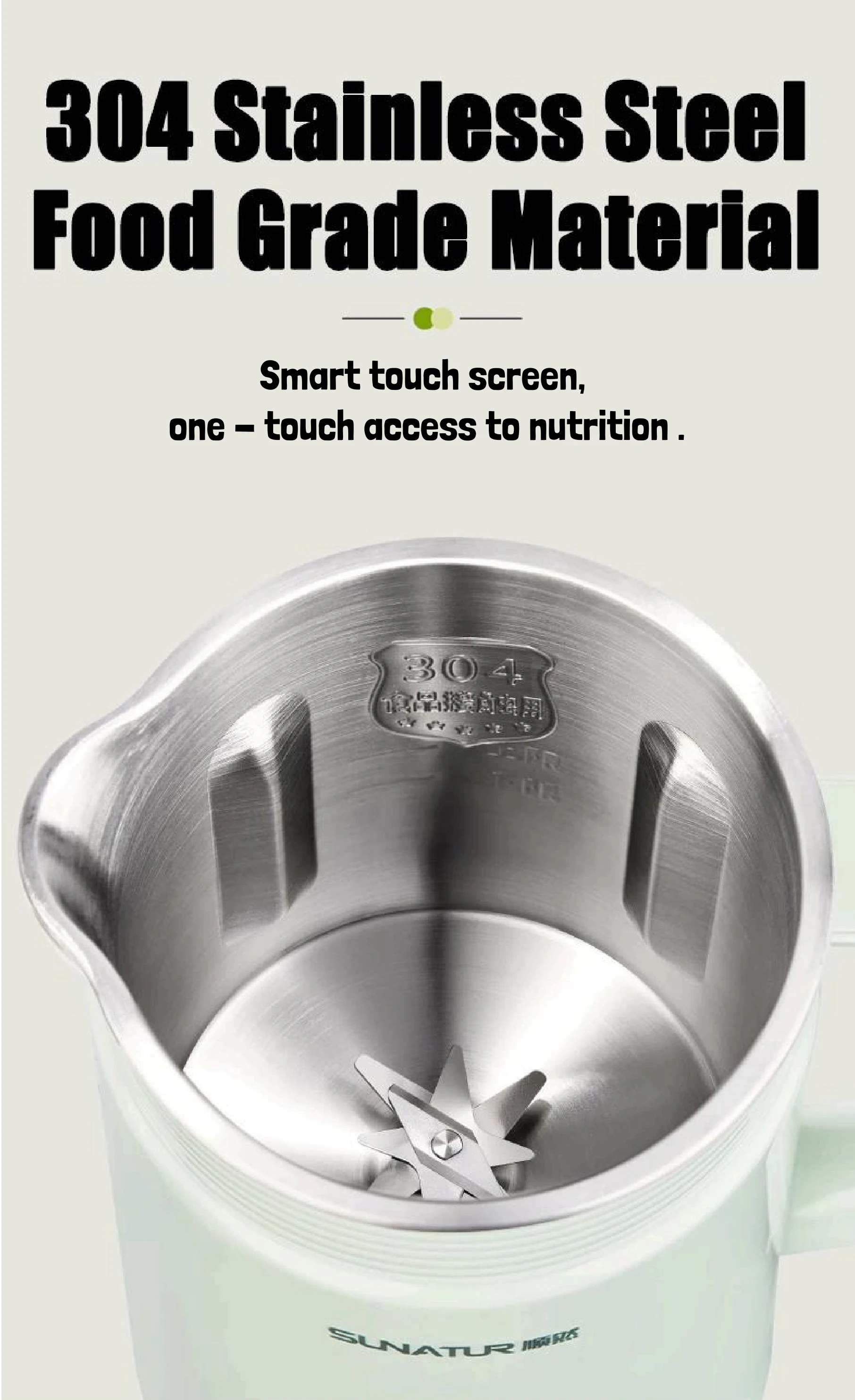 SUNATUR 600w Soybean Milk Maker - 800ml Heated Wall Breaking Machine, for Nut Vegetable (HB-B6K)