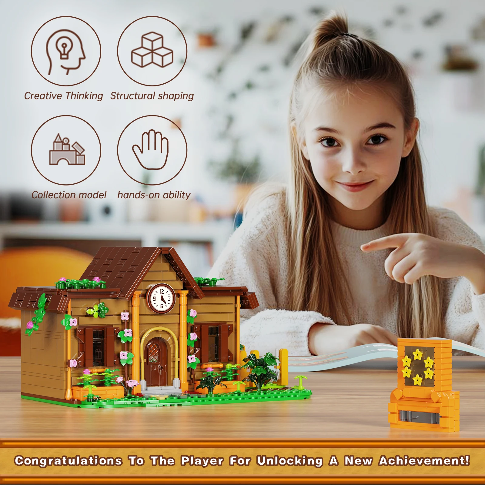 مجموعة مكعبات بناء وادي مركز المجتمع من BuildMOC Stardewed، مجموعة نماذج عرض الشارع على شكل زهرة المزرعة والدفيئة هدية للأطفال #6