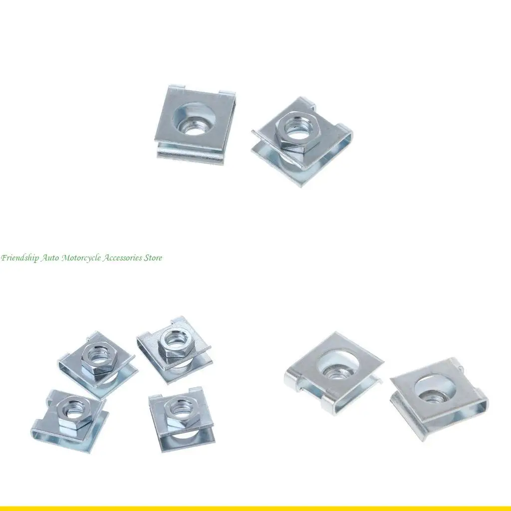 SZCH 4 Pcs Car License Plate Fastener Buckle Metal Screw Nut U-Type Clips Retainer 6m