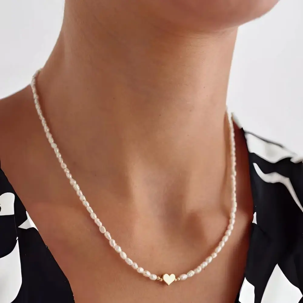 

Hengsheng 2025 Newest 3-4mm Rice Shape Freshwater Pearl Necklaces for Women 40cm 45cm 50cm 4cm Adjustable Necklaces Jewelry Gift