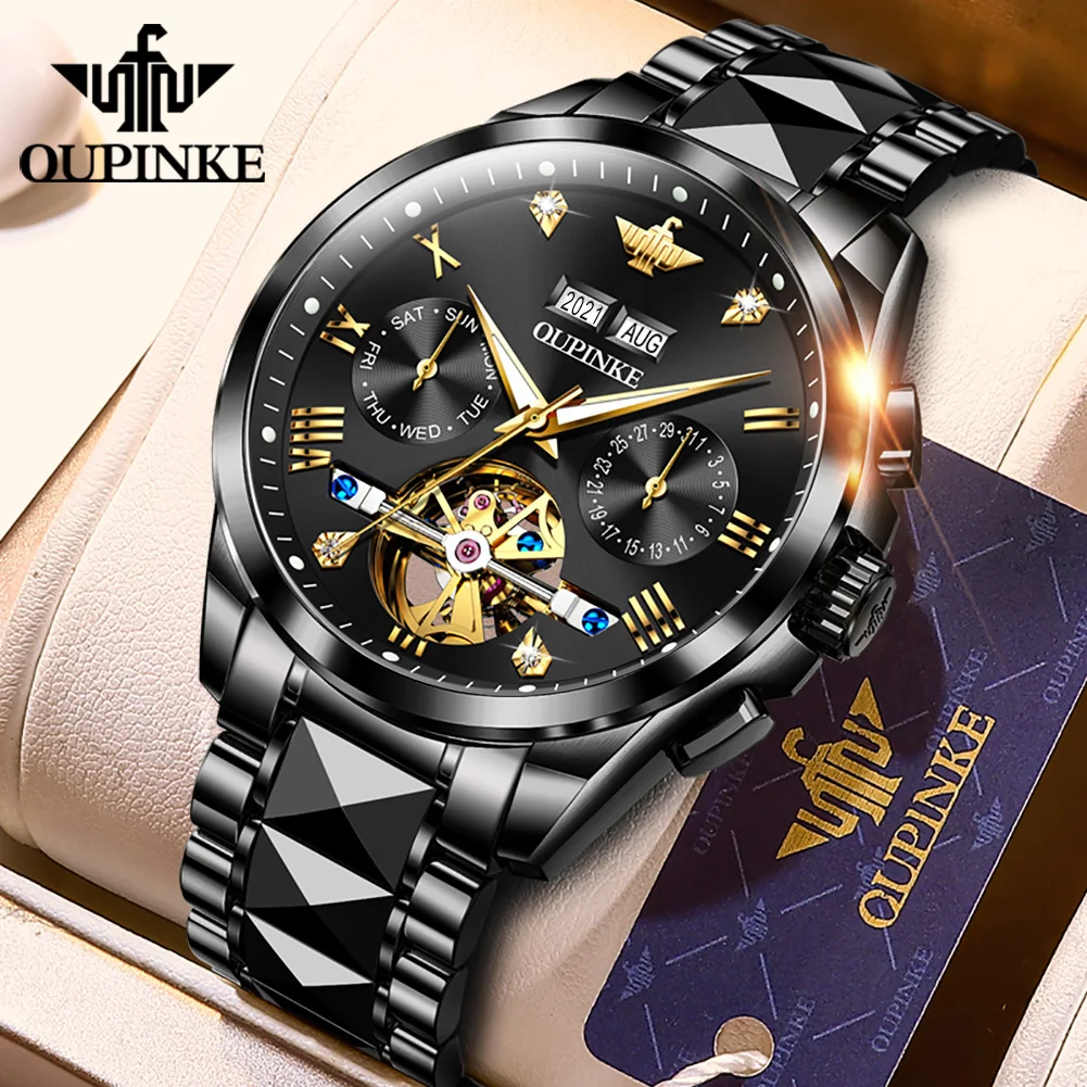 

Original OUPINKE Luxury Automatic Watch for Men Mechanical Sapphire Crystal Waterproof Fashion Top Brand Hollow Wrist Watches