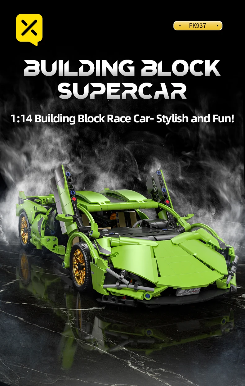 Toylinx 1:14 Technische Bausteine Rennwagen Modell Sammlerstück Auto Konstruktionsspielzeug für Jungen Desktop-Dekorationen mit Box – Detail 1