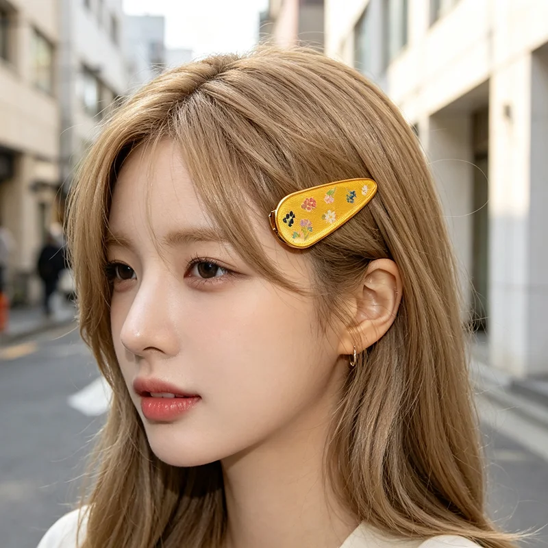 Elegant Lavender Sticker Side Hair Clip Korean Style Women's Gold Transparent Resin Hair Accessories Handmade
