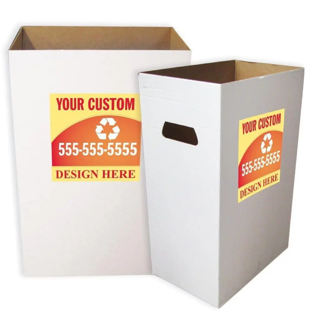 

Medium-Size Reusable & Recyclable Cardboard Trash Bin, 50-Pack with Custom Logo
