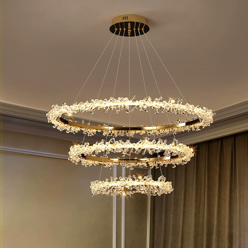 Modern Simple Luxury Crystal Circle Living Room Dining Pendant Light Creative Decoration Nordic Villa Shop Decoration Chandelier