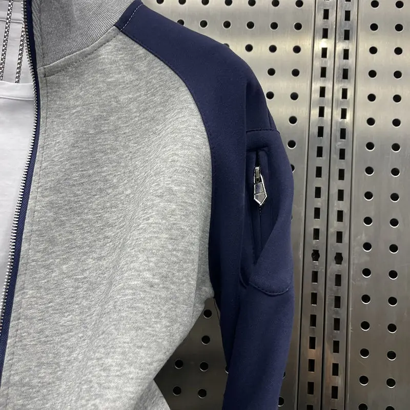 2023 lente nieuwe stijl contrasterende kleur splitsen casual tweedelig trendy sport losse jas joggingbroek pak