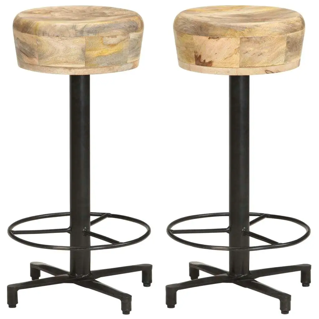 

Modern Natural Wood and Black Bar Stool Set of 2