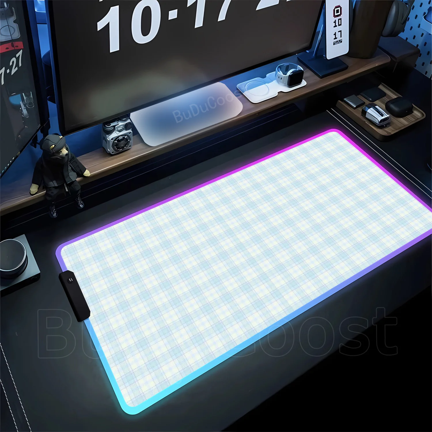 RGB HD Plaid Pattern Mousepad DeskPad Gaming Accessories Prime Gaming XXL Keyboard Pad Stitched PC deskComputer Cabinet E-Sports