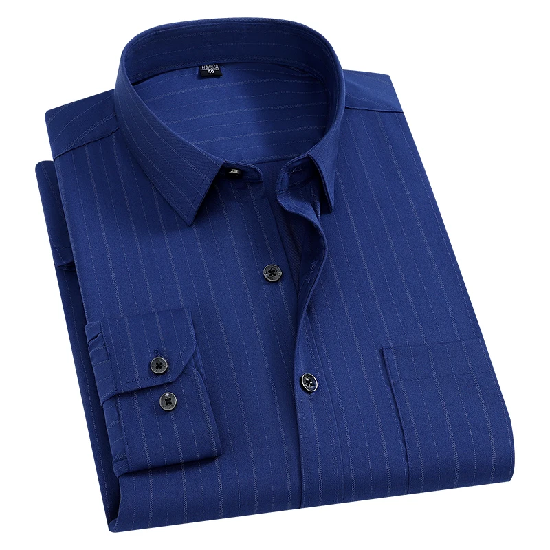 

2025 Мужская клетчатая рубашка с длинным рукавом, деловая повседневная офисная рабочая удобная посадка, классические рубашки с рисунком, весна-осень, большой размер S-7XL