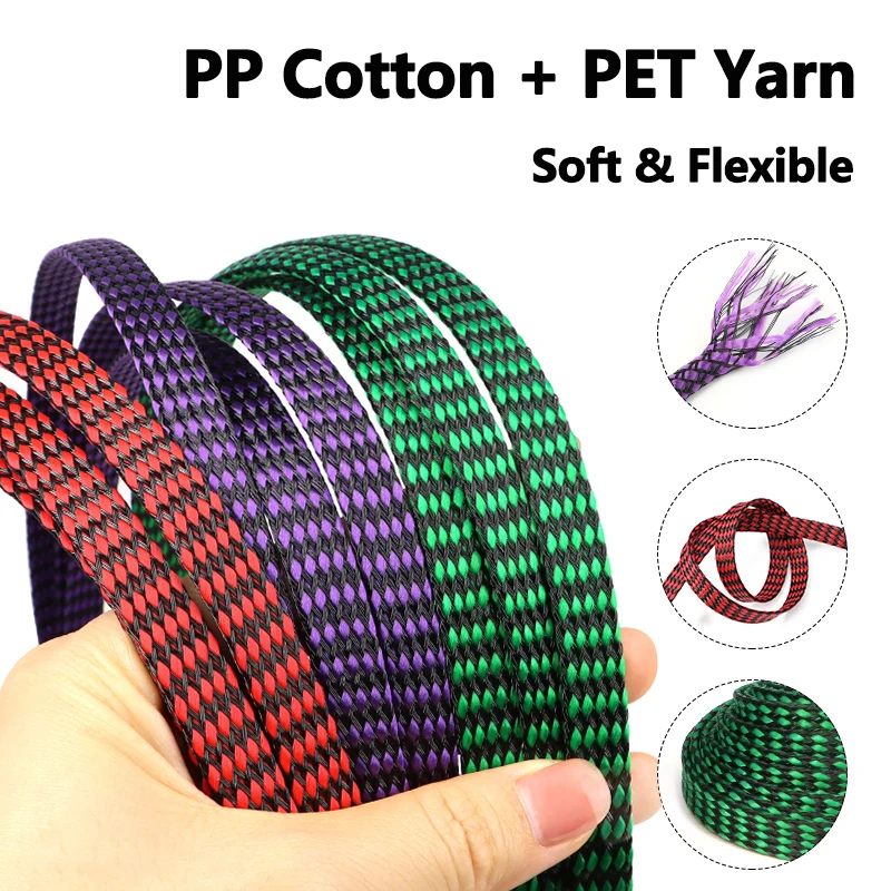 2-10m Cable Sleeve PP Cotton + PET Yarn Braided Expandable 4/8/12mm Insulated Protective Harness Sleeved Audio Wrie Wrap Sheath