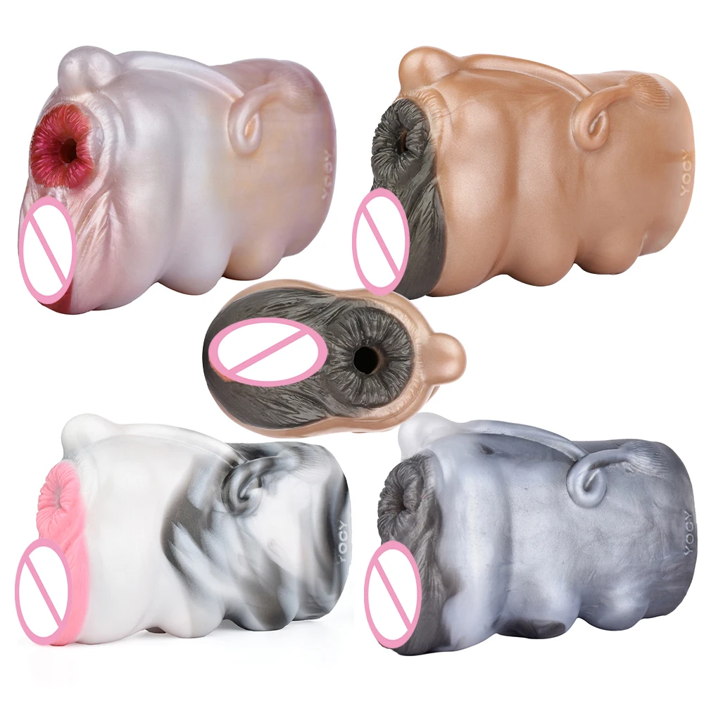 GEEBA 2305 Realistico Animale Mucca Masturbatore Maschile Doppio Canale Tasca In Silicone Figa Stroker Per Gli Uomini Giocattolo Del Sesso Per Adulti Forniture Per Adulti