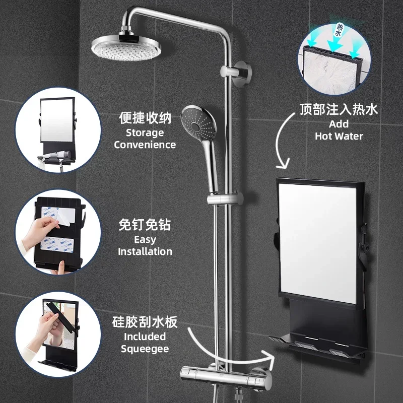 Cross-border shower anti-fog mirror suction cup toilet washbasin cosmetic mirror plastic no perforation double-sided magnifying