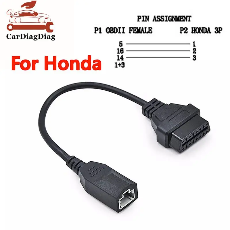 

Новый кабель OBD 2 для Honda 3-контактный OBD1 к OBD2 16-контактный гнездовой диагностический разъем OBD II удлинительный кабель лучшего качества