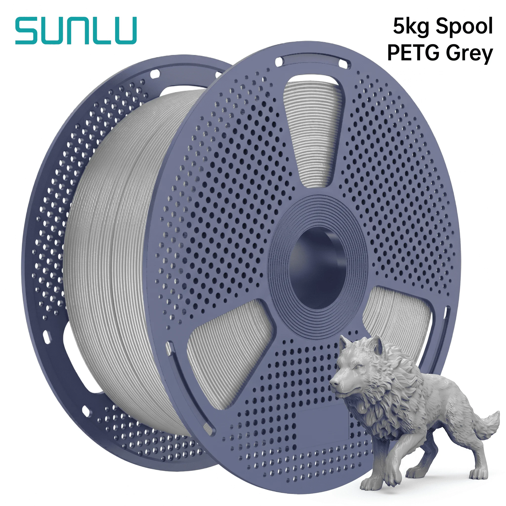 SUNLU PETG/PLA 5kg/Spool 3D Printer Filament 1.75±0.02mm Large Spool 3D Printer Filament for Big Projects with Bambu/Creality