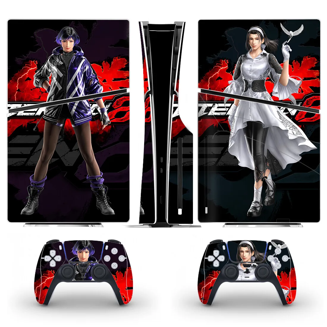 لعبة تيكين 8 قرص نحيف ملصق الجلد ، غطاء شارات لوحدة التحكم و 2 وحدات تحكم ، الفينيل ، جديد