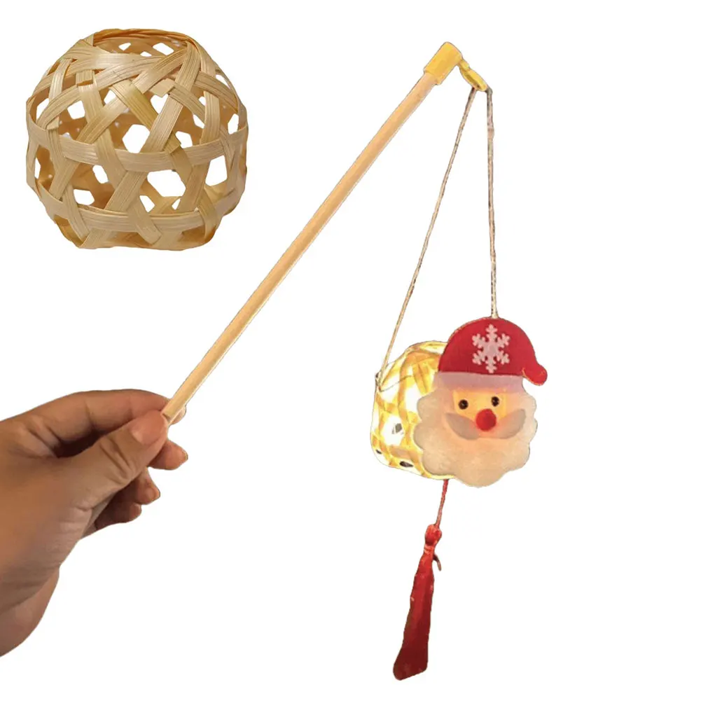 Lanterne tissée en bambou de Noël avec lumières LED, tissage créatif, déterminer la petite lanterne pour la décoration de fête de festival