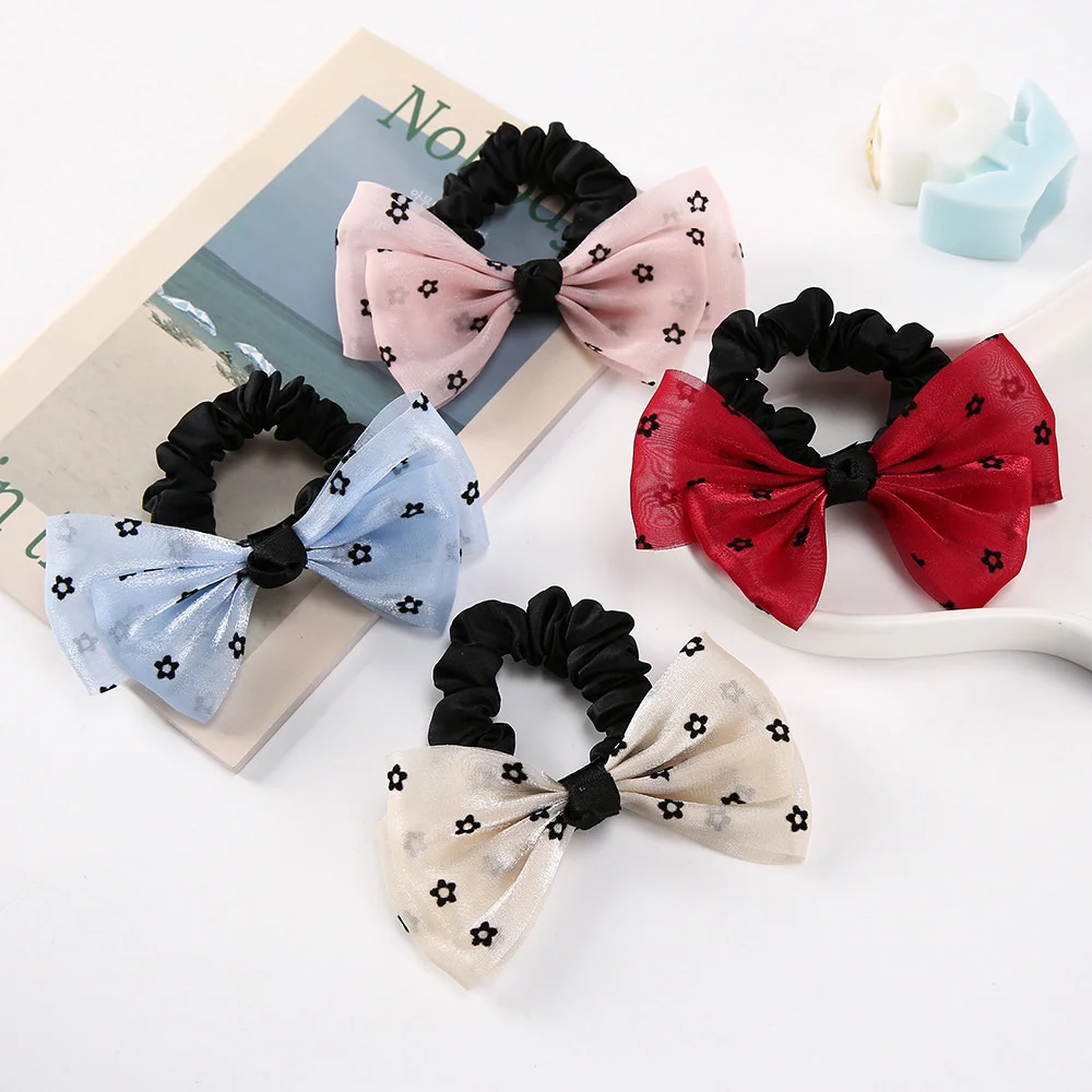 

Netting Big Bow Hair Ties Scrunchies Women Girls Elastic Hair Bands Long Headwear Ribbon Bowknot Ponytail Hair Accessories