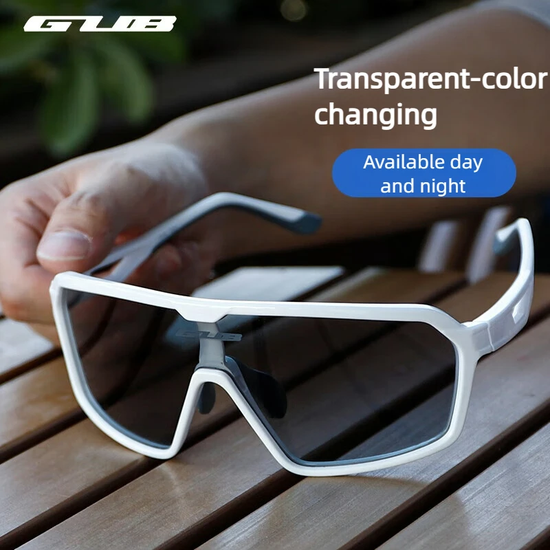 

GUB Photochromic Cycling Glasses UV Protection Lightweight Full Frame Bicycle Sport Glasses for Day Night Use