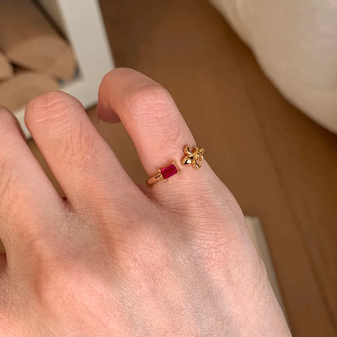 S925 Sterling Silber Ring Gold Iris Rubin Schwanzring Vintage Nischenring – Detail 3