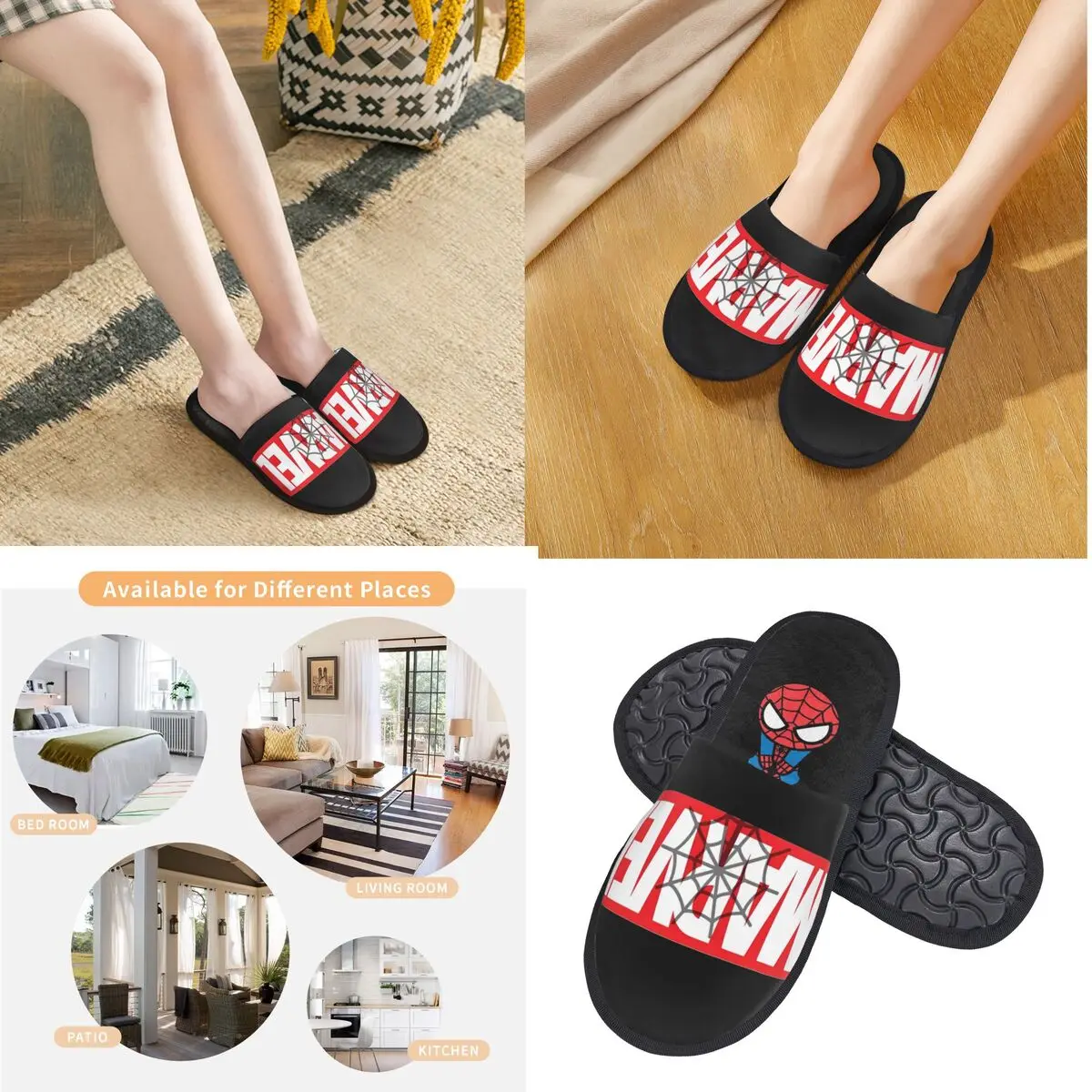 Marvel Spider Man Spider-Man Winter Cotton House Slippers Bedroom Soft Household Fur Slides Slippers Anti-skid