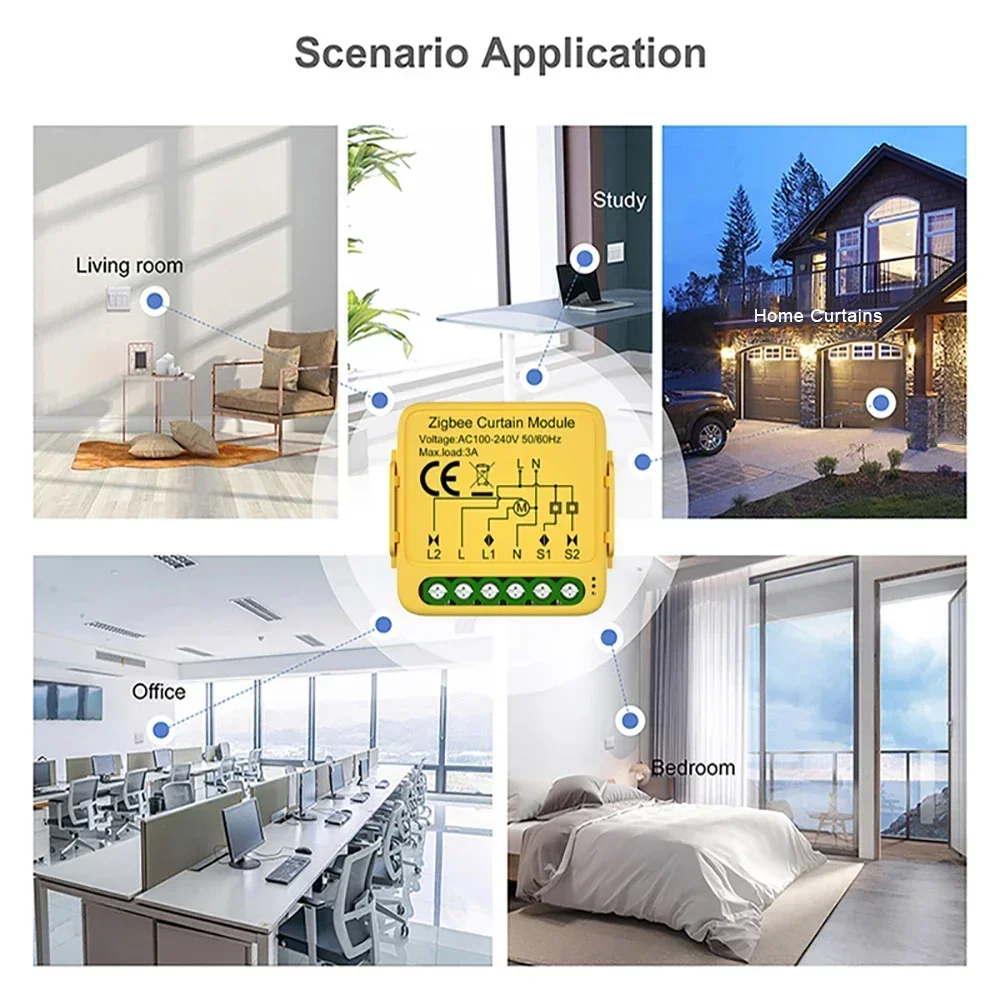 Tuya Smart WiFi Zigbee Curtain Module Connect Roller Shutter Blinds Electric Motor App التحكم الصوتي عن بعد بواسطة Google Home Alexa