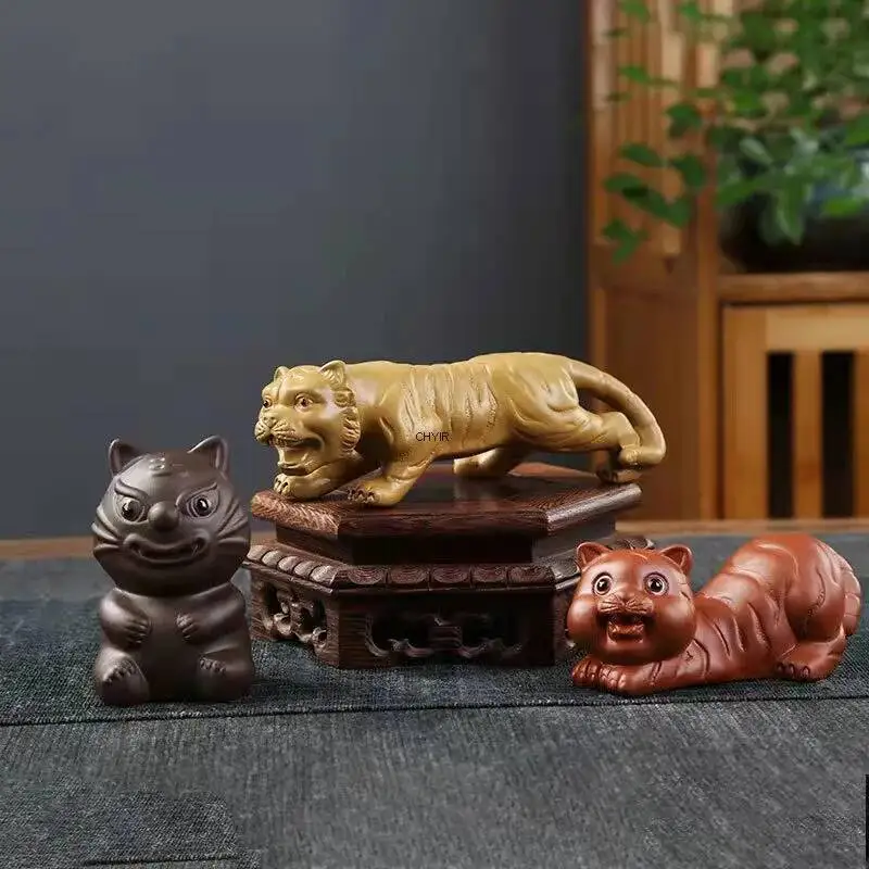 Purple Clay Tea Pet Lucky Tiger Ornament Premium Handcrafted Tea Plaything Tea Set High-end Accessories Handcrafted Tea Pet