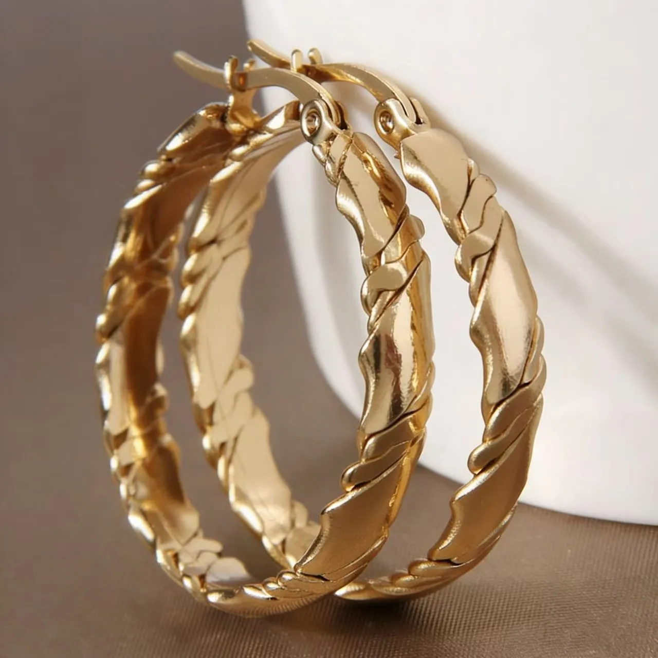 New Hoop Earrings New Stainless Steel Earrings Golden Color Earrings Woman Elegant Women's Hoops Earring Jewelry Gift