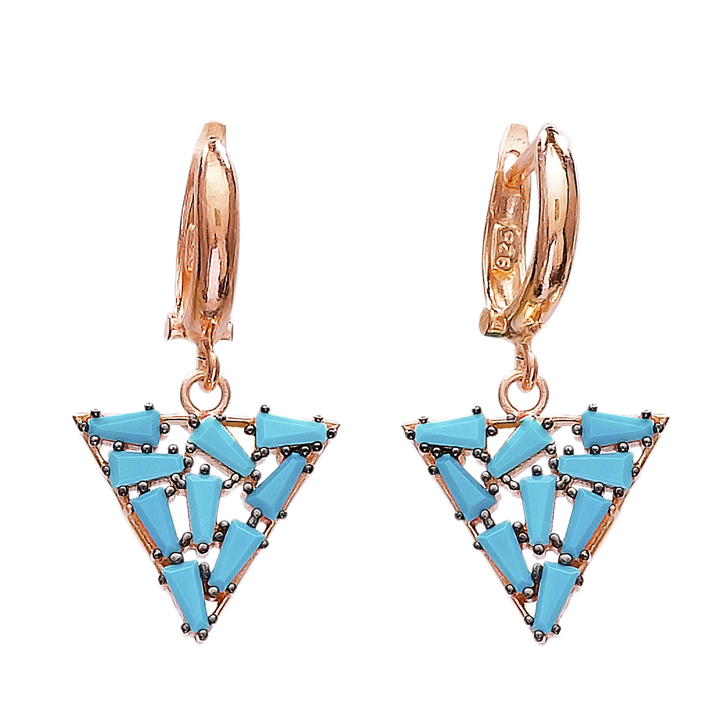 

Baguette Stone Shape Earring Triangle Charm Clip on Earring Turkish Wholesale 925 Sterling Silver Jewelry