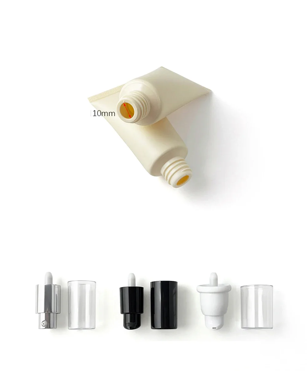 40-ミリリットル-40-グラムエアレスポンプソフトボトルスキンケアファンデーションクリームローション詰め替え容器空のベージュイエロー絞りチューブ