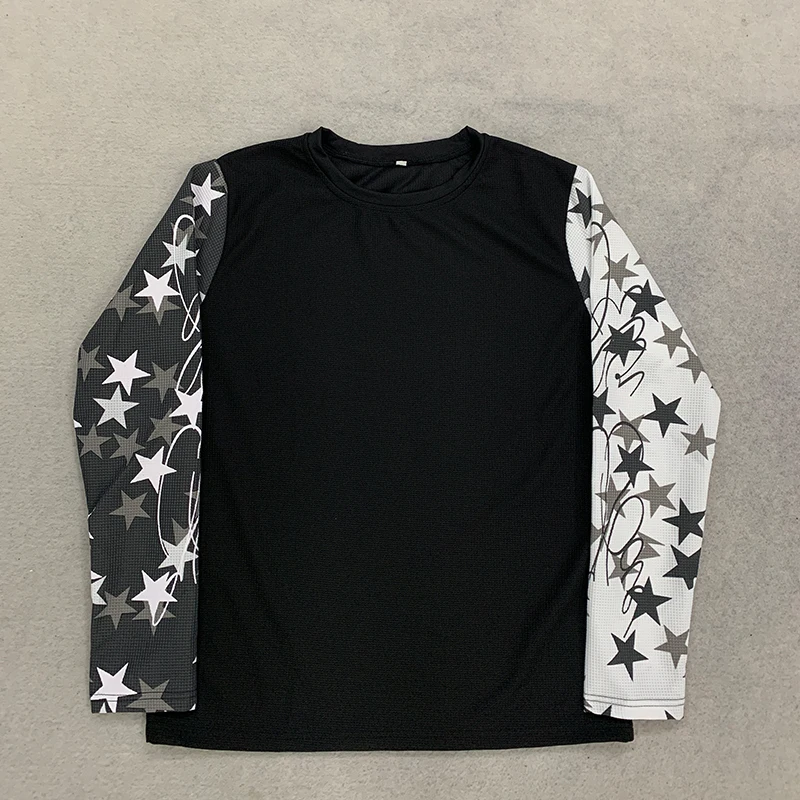 French Casual Harajuku Upper Garment Y2K New Retro Personality Street Letter Printing Contrast Design Ladies Long Sleeve T-shirt