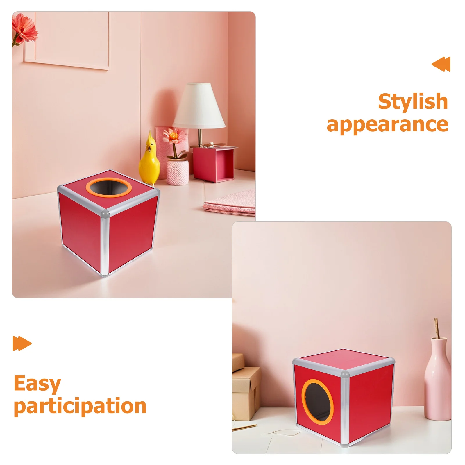 Aluminum Edge Raffle Ticket Box Secure Slot Design Wooden Ballot Holder for Event Fundraising Suggestion Donation Box