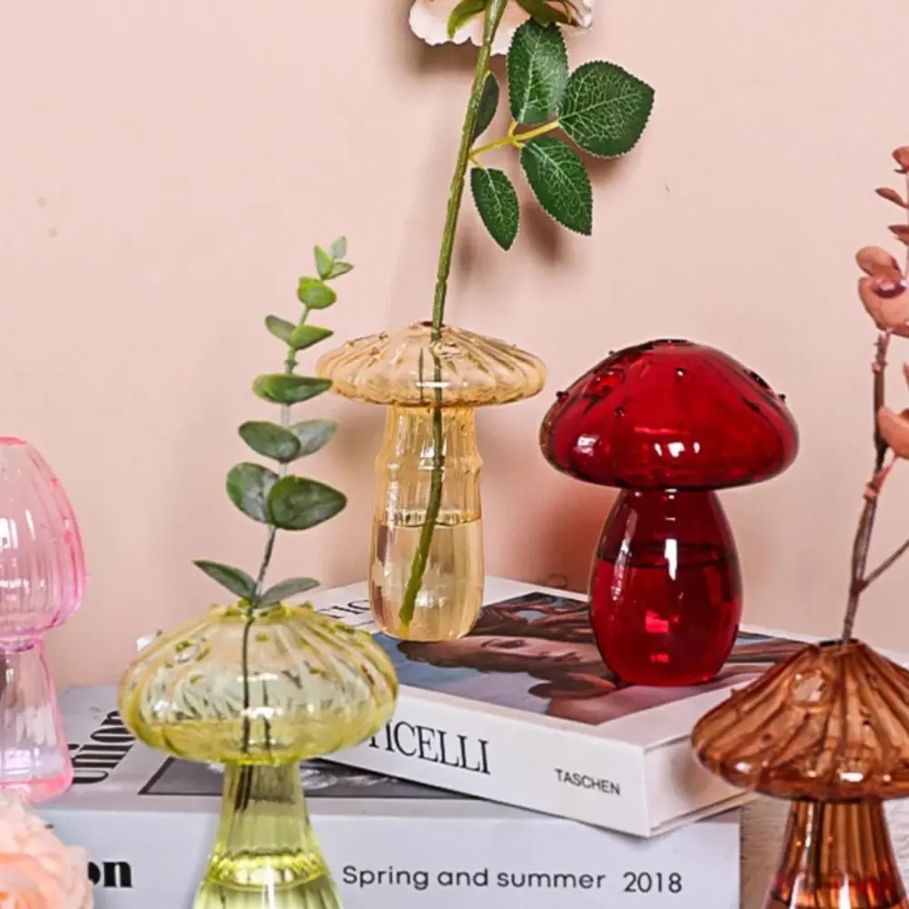 Simple Hydroponic Flower Bottle Transparent Glass Glass Vase Mushroom Pumpkin Glass Flower
