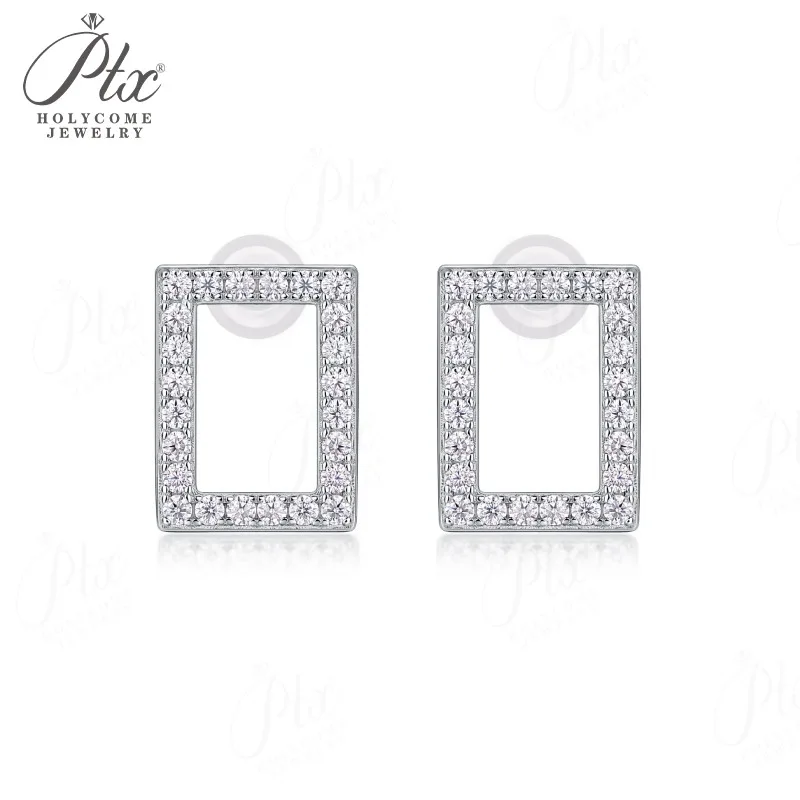 Quadratische Ohrstecker mit Labor-Moissanit, Kolumbianischem Rubin, Saphir, 925 Sterling Silber, Muttertagsgeschenke, Hypoallergen, Großhandel – Detail 3