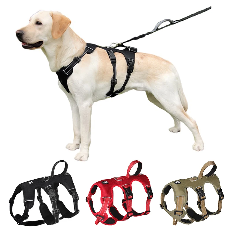 Reflective Big Dog Harness Adjustable Pet Chest Harness Explosionproof for Labrador Harnesses Small Large Dogs Traction Supplies