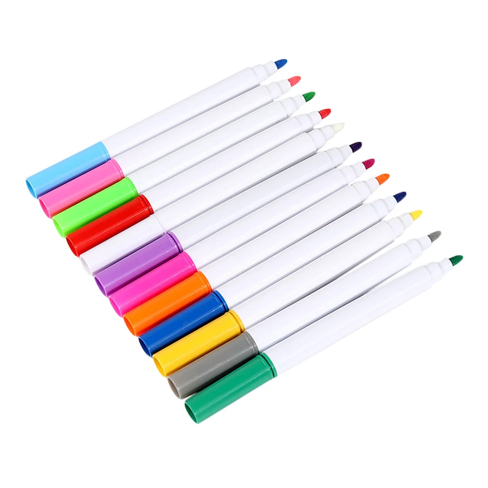 12pcs Washable Neon Markers Reusable Liquid Pen For Led Acrylic Whiteboard Kids Doodle Drawing Water Erasable Gel Pens
