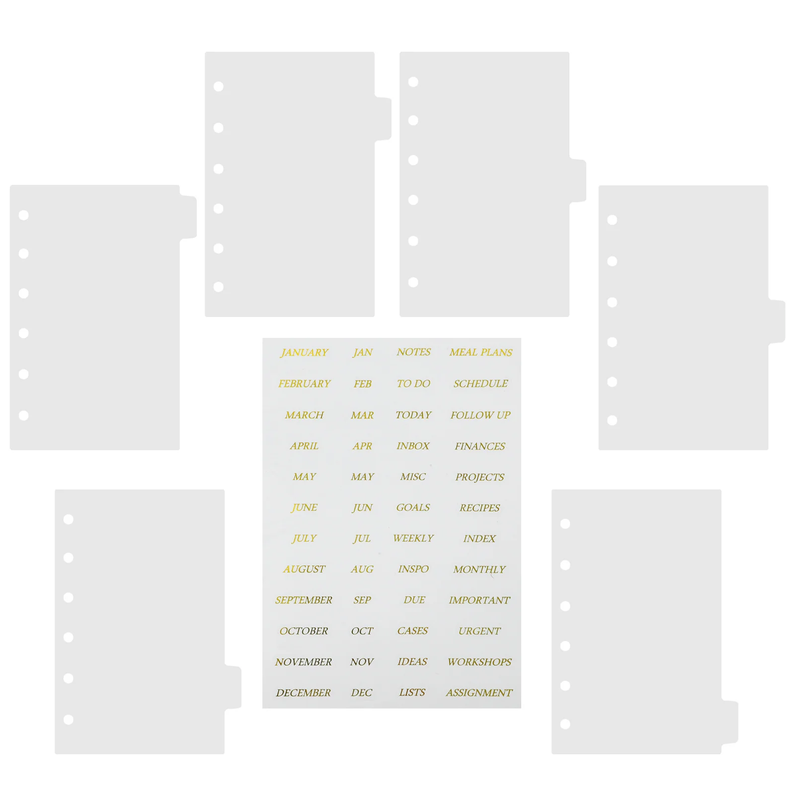 1 Set Of Loose Leaf Binder Dividers 6 Ring Tab Dividers For Office Notebook Organizer Page Separator Plastic Divider Sheets