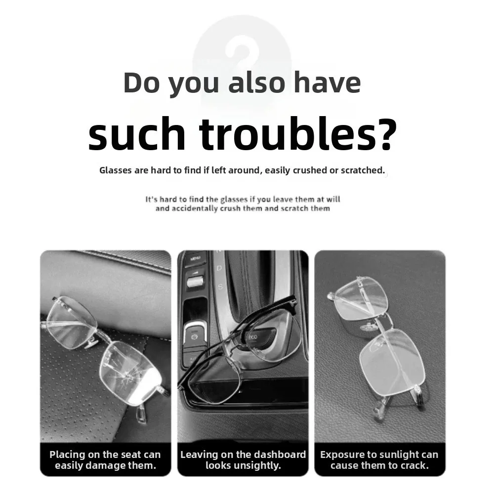 Scratch Resistant Car Eyeglasses Case Anti-Scratch Shock-proof Sun Visor Glasses Clip Space-Saving Protective Box