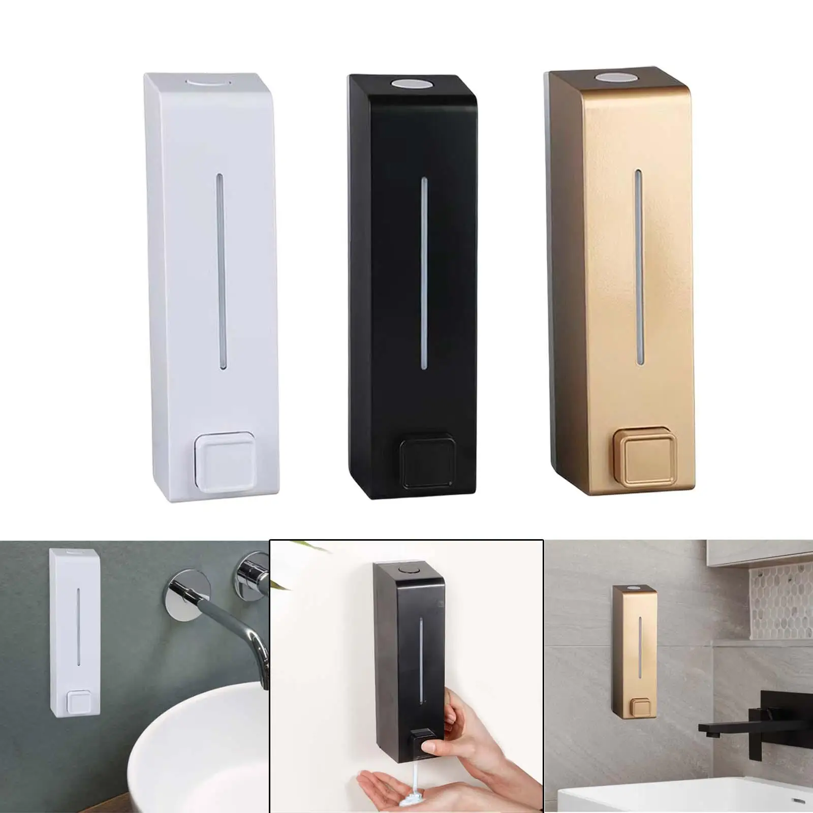 

Kitchen Soap Dispenser ABS Plastic Wall Mount Hand Wash Bottle for Bathroom School Restaurant