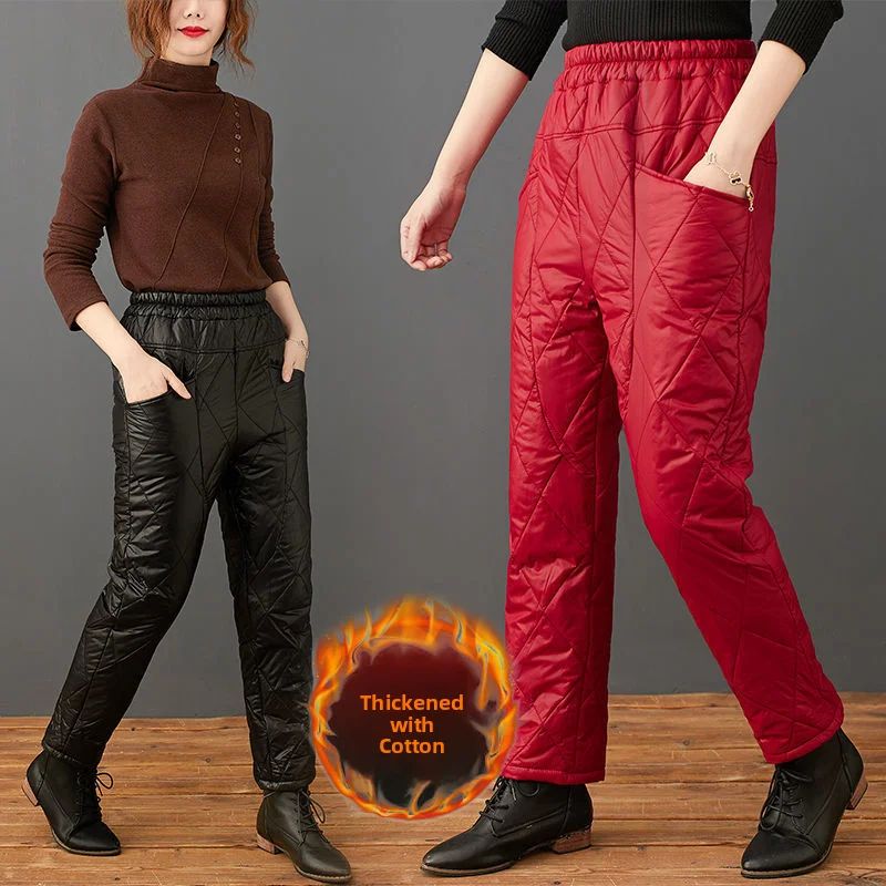 

Новые зимние легкие теплые ромбовидные узоры Faion, повседневные хлопковые брюки Harlan с высокой талией, прямые брюки семи/девять длинок