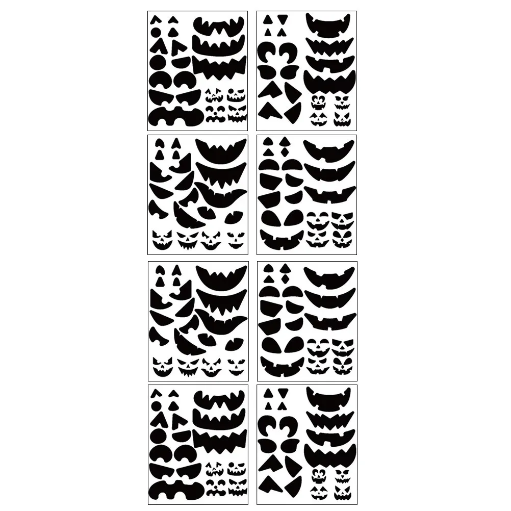 

8 Sheets Black Pumpkin Face Stickers for Halloween Thanksgiving DIY Pumpkin Decorating Activity Easy Apply Remove