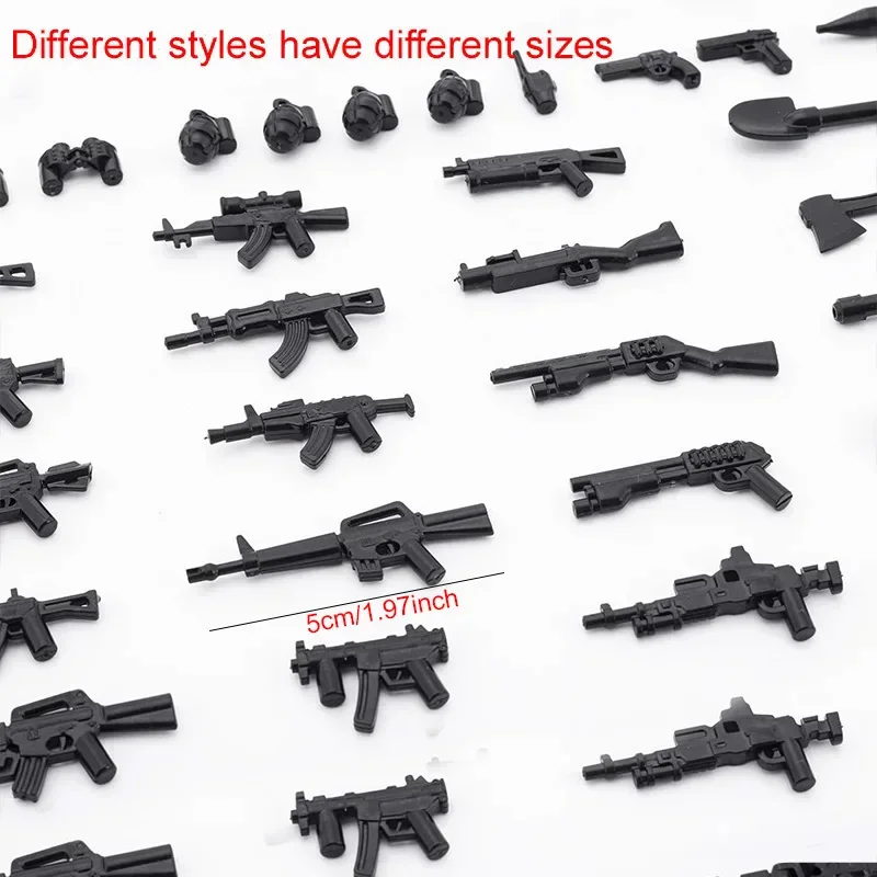 98Pcs Tiny Miniature Model Props Micro Plastic Rifle-Shape Accessories in Black Golden Mixed Non-Firing Decor for DIY TMZ