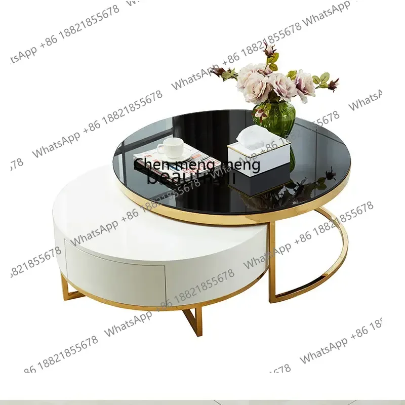 

cc182R11 Nordic Mild Luxury Marble Coffee Table Modern Minimalist High and Low Combination Living Room Small Apartment Coffee Ta
