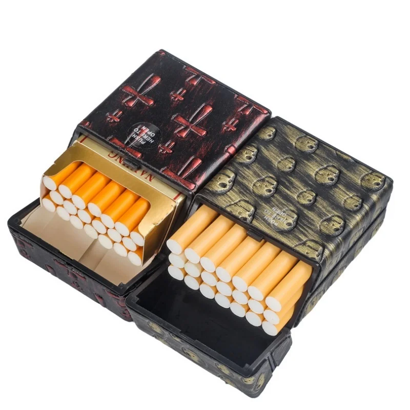 

20pcs Thick Cigarettes Whole Package Portable Storage Box, Plastic Handmade Leather, Men's Personalized Gift Cigarette Case